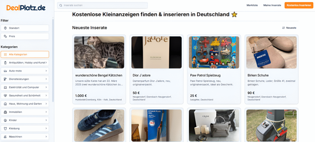 Kostenlose Kleinanzeigen in Deutschland
